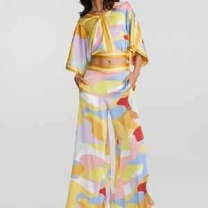 Fashion to Figure Stela Camo-Print Wide-Leg Pant 2x and crop Top 1X